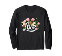 Love Word with Tulip Flower Bouquet Long Sleeve T-Shirt