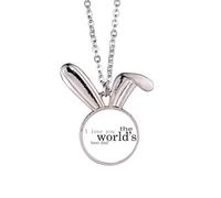Love World's Best Dad Festival Quote Rabbit Necklace Pendant Bunny Animal Jewelry Gift