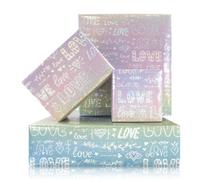 Love Wrapping Paper Roll - Gradient Gift Wrapping Paper with Silver Foil Love Hearts Design for Valentines Day, Anniversay, Wedding, Bridal Shower, Birthday - 17 inches x 10 Feet