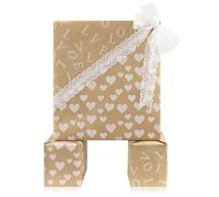 Love Wrapping Paper Roll, Love and Hearts Double Side Reversible Valentine's Day Wrapping Paper - 1 Mini Roll 43x300cm - for Valentine's Day, Birthday, Wedding & Shower, Anniversaries