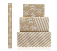 Love Wrapping Paper Roll, Love You White Stripes Double Side Reversible Valentine's Day Wrapping Paper - 1 Mini Roll 43x300cm Per Roll- for Valentine's Day, Birthday, Wedding & Shower, Anniversaries