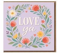 Love Ya Floral Wreath Card - Cute Romantic Greeting for Anniversary, Valentine's Day or Just Because