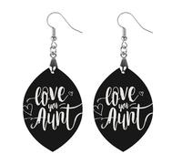 Love You Aunt Women's Earrings Wooden Pendant Dangle Jewelry Stylish Accessories for Party