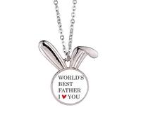 Love You Best Father Dad Festival Quote Rabbit Necklace Pendant Bunny Animal Jewelry Gift
