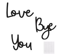 Love You Bye Above Door Sign,Modern Black 3 Letters Decorative with Double-Sided Tape Doors Decoration Art Signs Decorations,Personalized Logos for Stairs Hallway Wall Valentines Engaged Decoratives