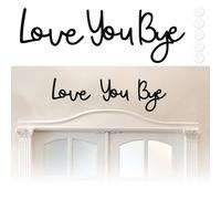 Love You Bye Above Door Sign, Wooden Black Love You Bye Door Topper with 5 Double-Side Sticky Dots, Modern Wall Home Decor Sign for Bedroom Lounge