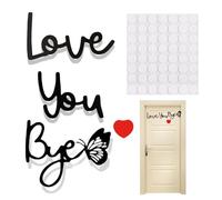 Love You Bye Above Door Sign,Wooden Modern Minimalist, Handcrafted Plywood Script,Elegant Wall Decor Sticker for Hallway,Express,Easy Installation,Daily Dose of Positivity,Perfect (black with heart)
