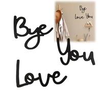 Love You Bye Wood Signs Wall Decor,Lo/ve You Bye Above Door Sign,Handcrafted Plywood Script Sign,Elegant Wall Decor Sticker for Hallway,Black Wall Art for Hallway Decor,Letters for Home Decoration