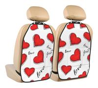 Love You Car Seat Kick Mats, Red Hearts 2 Pack Back Seat Protectors with Storage Pockets Water Resistant Mud And Scratches with Adjustable Buckle
