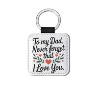 Love You Dad Gifts Keychain Papa Keyring Dad Gift Fathers Day Keyring Car Keyrings Awesome Leather Key Ring for Birthday, Mens Keyrings Gifts Daddy Gift Fathers Day, Square