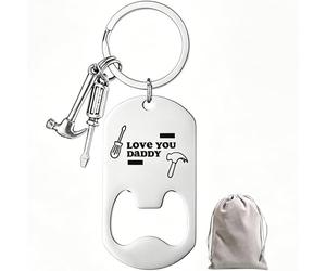 Love You Daddy Keyring Bottle Opener Tool Charms & Engraved Practical Metal Keyring Gift for Dad on Father's Day, Birthday and Christmas