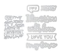 Love You Die Cuts for Card Making, My Love Metal Cutting Dies for Paper Scrapbooking, DIY Stencils for Album Party Wedding Festivals Decoration, KDQ1418