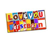 Love You First Born Novelty Chocolate Bar Wrapper Label for Valentines, Birthday, Xmas, Gift Present #716 (with chocolate bar)