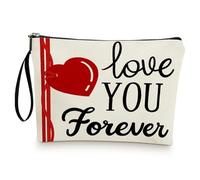 Love You FOEVER Make Up Bag, Personalised Toiletry Bag with Couple Design, Large Capacity Zip Pouch for Travel & Daily Commute & Dating, Romantic Gift for Girlfriends