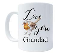 Love You Grandad Robin Mug, Bird Art 11 Oz Ceramic Coffee Cup, Birthday Gift