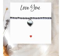 Love You Heart Stretch Beaded Bracelet & Message Card