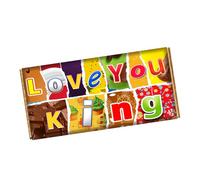 Love You King Chocolate Bar Wrapper Novelty Gift Present For Husband Lover Partner On Valentines Birthday Xmas CH-9711 (with chocolate bar (100g))