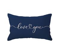 Love You Lumbar Throw Pillow Covers Love Gift for Couples/Anniversary/Wedding/Engagement Valentine's Day Love Quote Pillow Cases 12 x 20 Inch for Sofa Bed Couch(Blue)