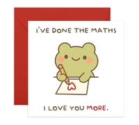 Love You More Card - Frog I've Done the Maths - Romantic Card for Partner Boyfriend Girlfriend Husband Wife Spouse Mr Mrs Couple Babe Him Her - Anniversary or Valentines Day -Comes with Stickers