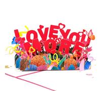 Love You More Pop Up Greeting Cards with Blank Note & Envelope, celebration Love gift for Valentine's Day, Birthday, Anniversary, Special Moments, Wedding, Engagement