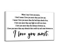 Love You More Sign Wall Art Love Quotes I Love You Most Canvas Print I Love You More Poems Black and White Wall Decor, Valentines Day Gifts for Her Him, Printed Painting Framed Easy to Hang