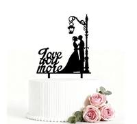 Love You More Wedding Cake Toppers Bride Special Celebrate Wedding Black Silhouette Cake Party Engagement