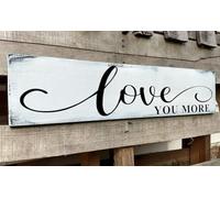 Love You More Wooden Sign Wall Decor Bedroom Wall Art Decor Above Bed Modern Farmhouse Rustic Family Wall Signs Hanging Wall Plaques Home Decor for Living Room Master Bedroom 4x16 Inch