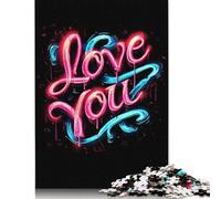 Love You Neon Puzzle 500 Pieces Jigsaws Wooden Puzzle for Adults And Teenager Puzzles for Adults Teens 500pcs (52x38cm)