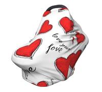 Love You Nursing Cover 360° Full Coverage Red Hearts Stretch Scarf for Breastfeeding and Car Seat Cover Fit for Most Pushchairs and Prams