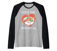 Love You Pho Real Romantic Pun Kawaii Cute Vietnamese Noddle Raglan Baseball Tee