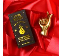 Luckies Golden Heart Finger Lucky Charm | Pocket-Sized Gold Good Luck Token in Elegant Black & Gold Box | Solid Mini Statue | Unique Ring Holder | Novelty Gift Room Decor or Desk Accessory
