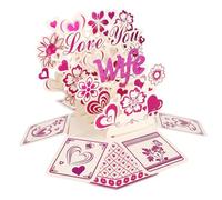 Love You Pop Up Card, 3D Happy Birthday Pop Up Card with Envelope & Greeting Cards Romantic Heart Flower Pattern for Aunt Mom Wife Sister and More (Wife)