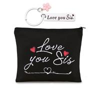 Love You Sis Makeup Bag for Women Girls Big Lil Sister Birthday Christmas Gifts for Friends Friendship Gifts for Sister Cosmetic Bag Gifts from Sister Organizer Pouch for Big Little Sis Travel Bags