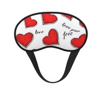 Love You Sleep Mask for Women Men Soft Blackout Eye Mask | Red Hearts Eye Cover for Sleeping Adjustable Strap Travel Blindfold for Home Office