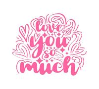 Love You so Much Typography Motivational Quote Design Wall Decals PVC 65.6x78.2cm Multiple Size Options Pink