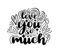 Love You so Much Typography Motivational Quote Design Wall Stickers Paster Paper 65.6x78.2cm Removable Without Leaving Glue Black