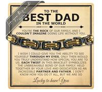 Love You This Much Best Dad In The World Gift from Daughter | Mens 5mm Twist Bracelet | 8" + 1" Extender | Luxury Gift Box & Card, 8-9" Adjustable, Stainless Steel, no gemstone