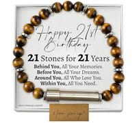 Love You This Much Birthday 21 Stones for 21 Years Hidden Message Capsule Bracelet | 21st Birthday Gift for Him | Bday Presents for Guy Turning 21 Years Old, 8" Adjustable, Surgical Steel & Stone, no