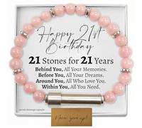 Love You This Much Birthday Gift for 21st Birthday | 21 Stones for 21 Years | 21st Birthday Gift for Her | Bday Presents for Women Turning 21 Years Old, Adjustable, Stainless Steel, no gemstone