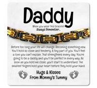 Love You This Much Daddy to Be Steel Bracelet with Card, Gift for Expecting Dad from Bump, Sentimental Dad to Be Father's Day Present, L, Stainless Steel, no gemstone