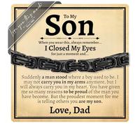 Love You This Much Father to Son Gift | Men's 5mm Twist Steel Bracelet | Present for Son from Dad | 8"+1" Extender | Luxury Gift Box & Card, 8" + 1" Adjustable, Stainless Steel, no gemstone