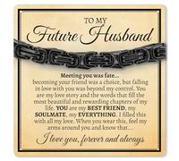 Love You This Much Future Husband Cuban Link Bracelet, Groom Gift from Bride, Present for Husband to Be, Wedding Day Gift for Groom, 6-8" Adjustable, Stainless Steel, Cubic Zirconia