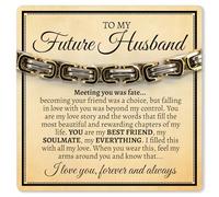 Love You This Much Future Husband Cuban Link Bracelet, Groom Gift from Bride, Present for Husband to Be, Wedding Day Gift for Groom, 6-8" Adjustable, Stainless Steel, Cubic Zirconia