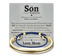 Love You This Much Meaningful Son Wedding Nautical Rope Cuff Bracelet | Gift for Groom from Mom | Mother to Son Wedding Gift | Groom Gift from Mother | Son Getting Married, Adjustable, Suede, no
