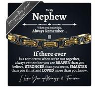 Love You This Much Nephew Gifts From Aunt & Uncle | Mens 5mm Twist Steel Bracelet | Best Gift for Nephews | 8"+1" Extender | Luxury Gift Box & Card, 8-9" Adjustable, Stainless Steel, no gemstone