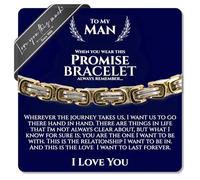 Love You This Much Promise Bracelet for Him | Mens 5mm Twist Steel Bracelet | Sentimental Gift for Boyfriend | 8"+1" Extender | Luxury Gift Box & Card, 8-9" Adjustable, Stainless Steel, no gemstone