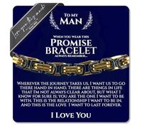 Love You This Much Promise Bracelet for Him | Mens 5mm Twist Steel Bracelet | Sentimental Gift for Boyfriend | 8"+1" Extender | Luxury Gift Box & Card, 8-9" Adjustable, Stainless Steel, no gemstone