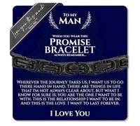 Love You This Much Promise Bracelet for Him | Mens 5mm Twist Steel Bracelet | Sentimental Gift for Boyfriend | 8"+1" Extender | Luxury Gift Box & Card, 8-9" Adjustable, Stainless Steel, no gemstone