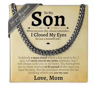 Love You This Much Son Gift from Mom | Men's 5mm Steel Necklace | Mother to Son | 22" Length | Luxury Gift Box + Card, 22", Stainless Steel, No Gemstone