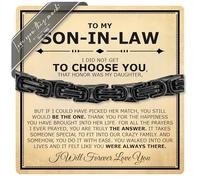 Love You This Much Son In Law Gift | Mens 5mm Twist Link Steel Bracelet | Best Present Ideas for Son in Law | 8" + 1" Extender | Luxury Gift Box & Card, 8-9" Adjustable, Stainless Steel, no gemstone
